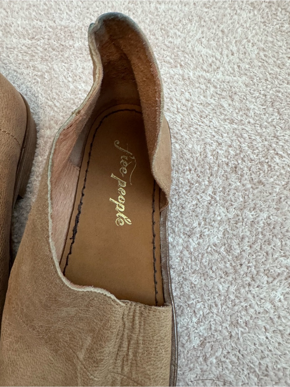 Free People Mont Blanc Asymmetrical Tan Leather Sandals Flat D'Orsay - Picture 3 of 4